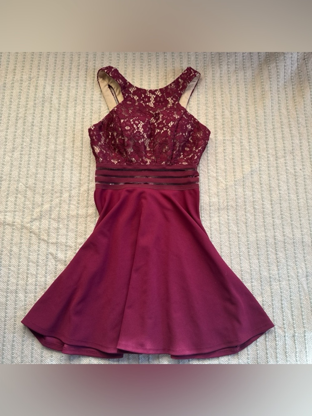 nwot Speechless Burgundy Lace Skater Dress